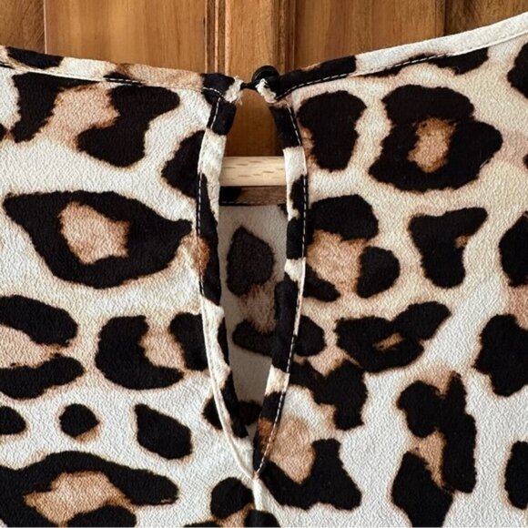 H&M Leopard Print Short Sleeve Blouse Cheetah Print Top Animal Print Tunic - Picture 4 of 10